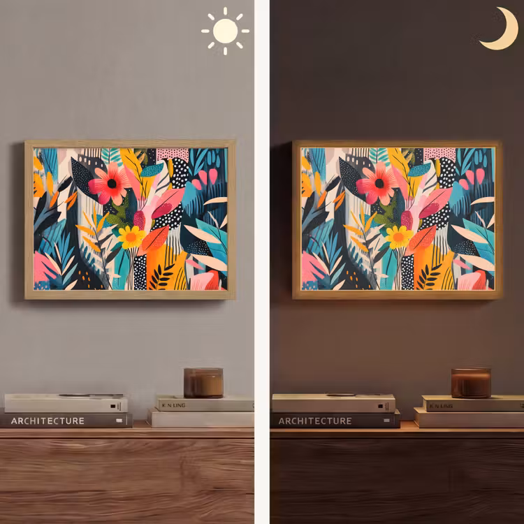Schilderij - Abstract - Bloemen - Roze Light Box met batterij (Wandlamp) middel -sfeer3