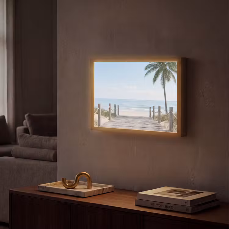 Palmbomen - Pad - Horizon Light Box met batterij (Wandlamp) middel -sfeer1