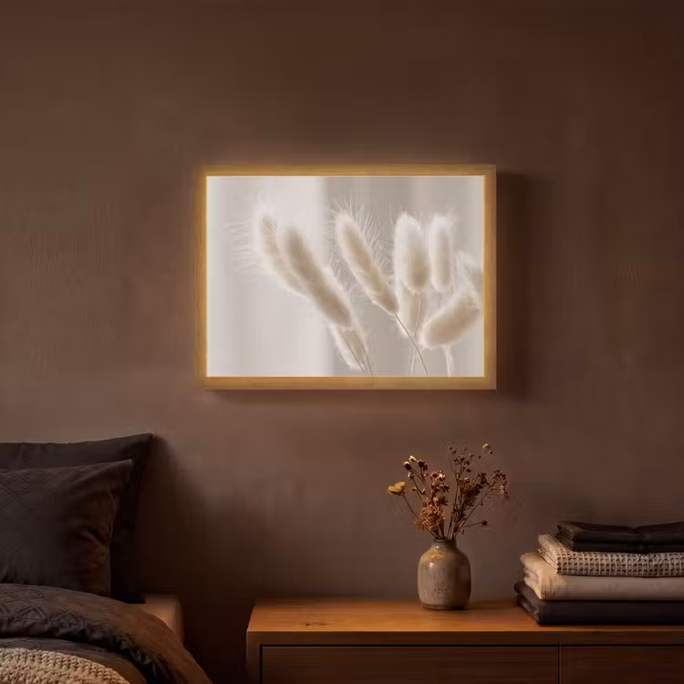Pampasgras - Pluim - Wit Light Box met batterij (Wandlamp) middel -sfeer4