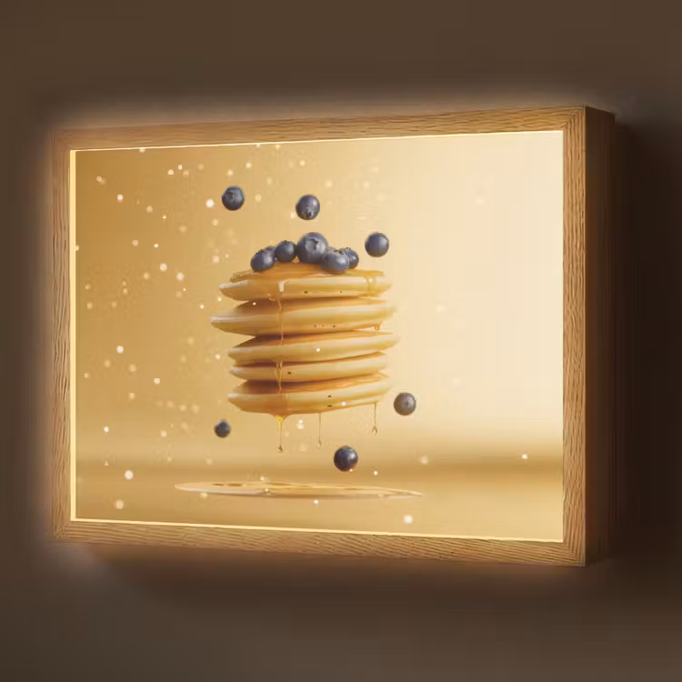 Pannenkoeken - Eten - Honing - Geel Light Box met batterij (Wandlamp) middel -z3d_website
