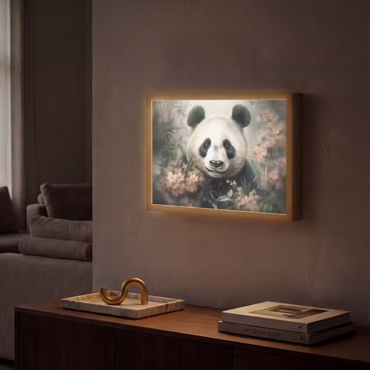 Panda - Dieren - Bloemen - Planten Light Box met batterij (Wandlamp) middel -sfeer1