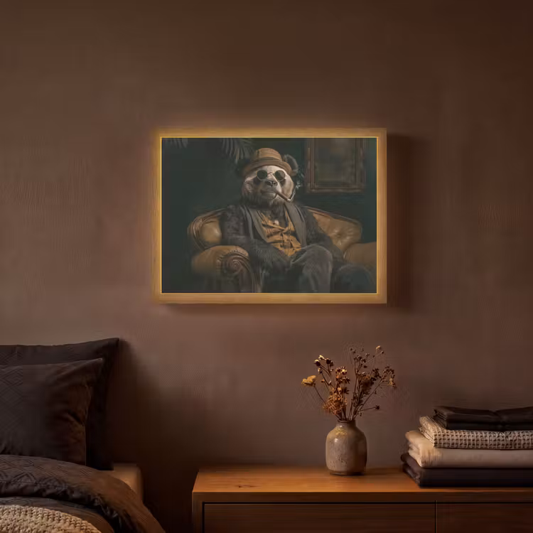 Panda - Hoed - Bril - Pak Light Box met batterij (Wandlamp) middel -sfeer4