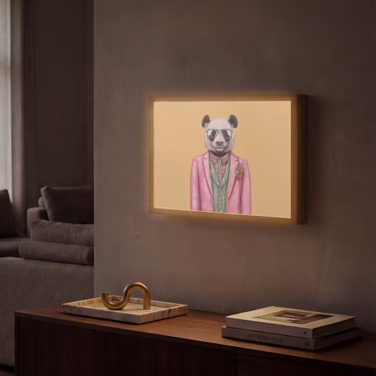 Panda - Pak - Zonnebril - Blauw Light Box met batterij (Wandlamp) middel -sfeer1