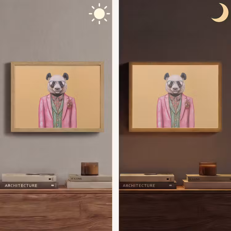 Panda - Pak - Zonnebril - Blauw Light Box met batterij (Wandlamp) middel -sfeer3