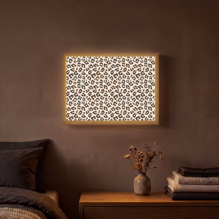 Panterprint - Patroon - Bruin Light Box met batterij (Wandlamp) middel 907 -sfeer4