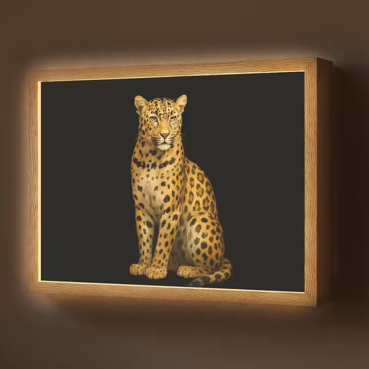 Panter - Realistisch - Bruin Light Box met batterij (Wandlamp) middel -z3d_website
