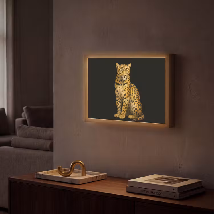 Panter - Realistisch - Bruin Light Box met batterij (Wandlamp) middel -sfeer1