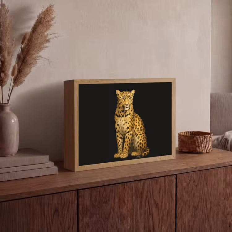 Panter - Realistisch - Bruin Light Box met batterij (Wandlamp) middel -sfeer2