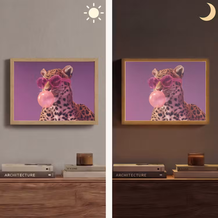 Panter - Zonnebril - Kauwgombel - Roze Light Box met batterij (Wandlamp) middel -sfeer3