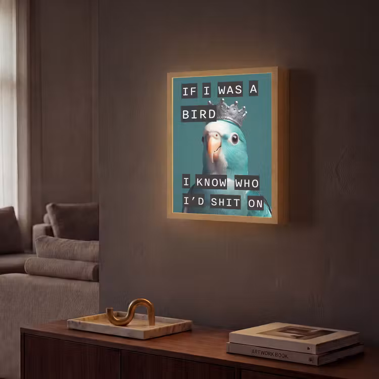 Parkiet - Turquoise - Quotes - Decoratie Light Box met batterij (Wandlamp) middel -sfeer1