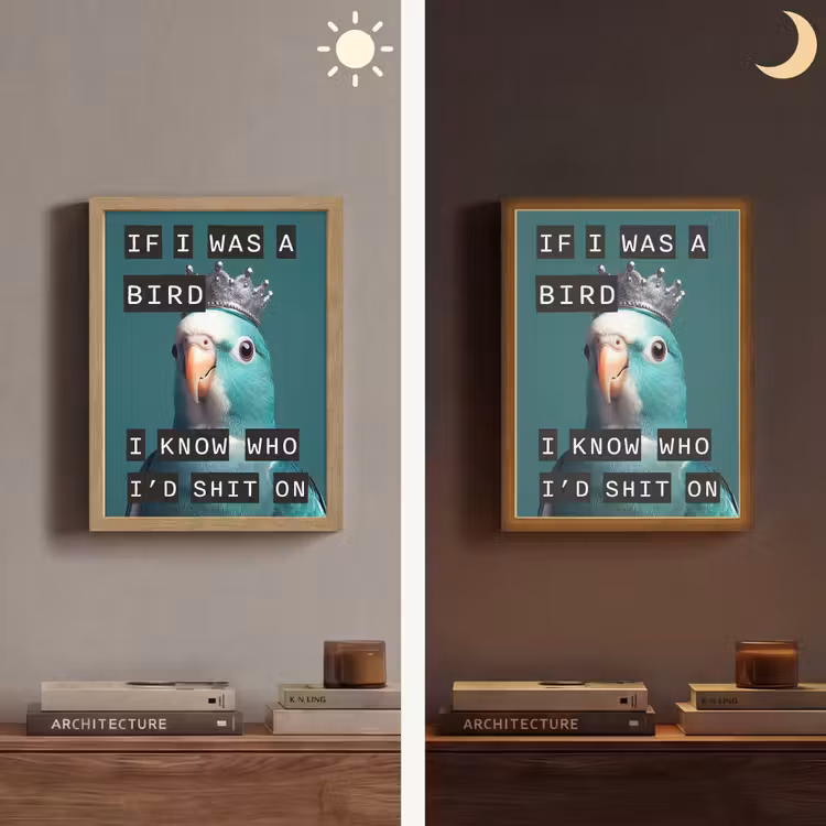 Parkiet - Turquoise - Quotes - Decoratie Light Box met batterij (Wandlamp) middel -sfeer3