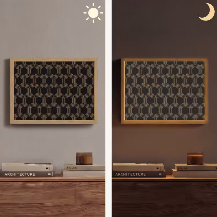 Parallel - Goud - Zwart - Bijenraatmotief Light Box met batterij (Wandlamp) middel 907 -sfeer3