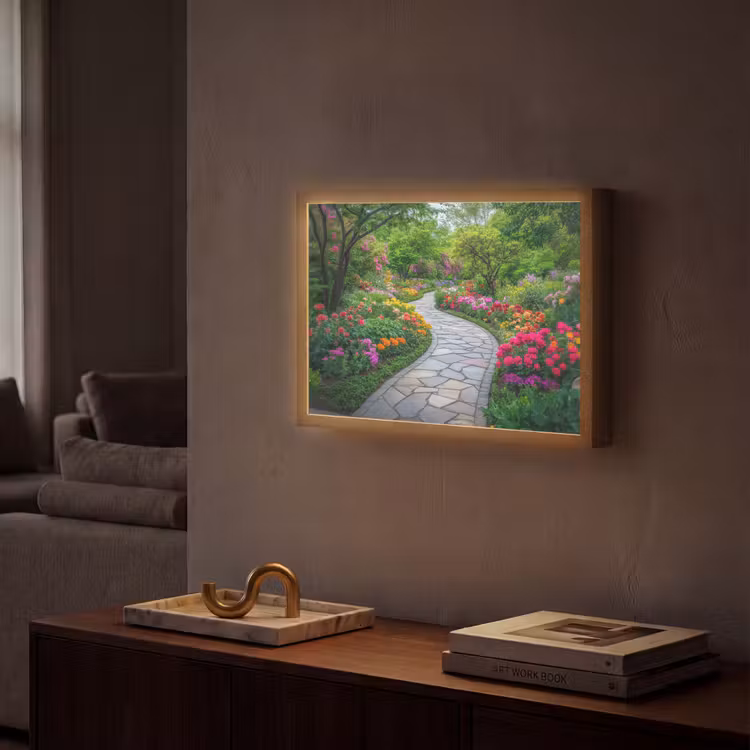 Park - Bloemen - Tuin Light Box met batterij (Wandlamp) middel -sfeer1