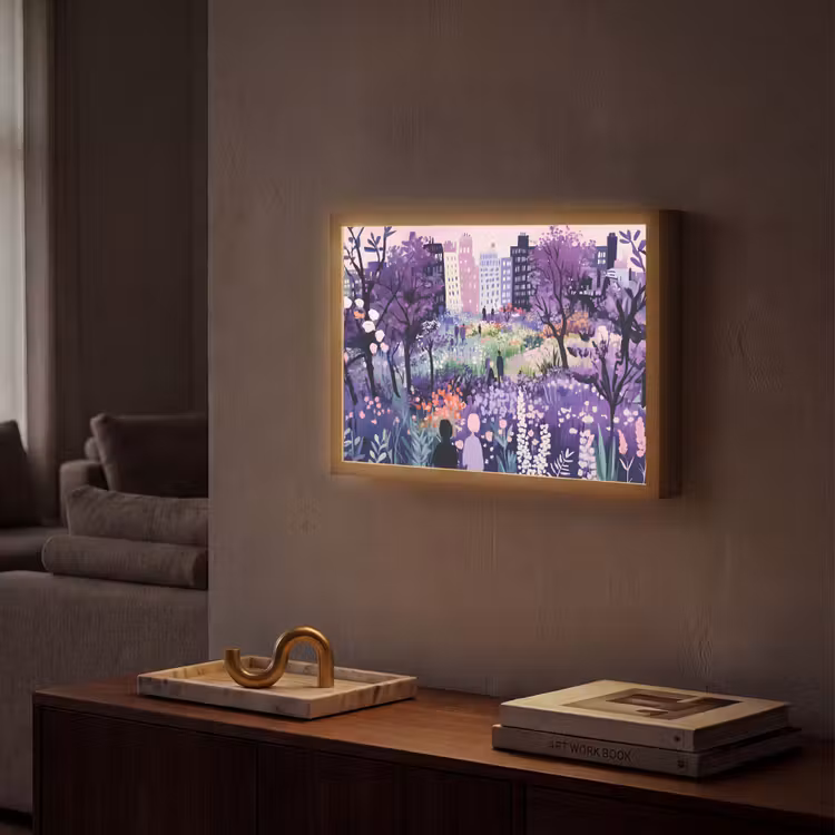 Park - Bomen - Bloemen - Gebouwen Light Box met batterij (Wandlamp) middel -sfeer1
