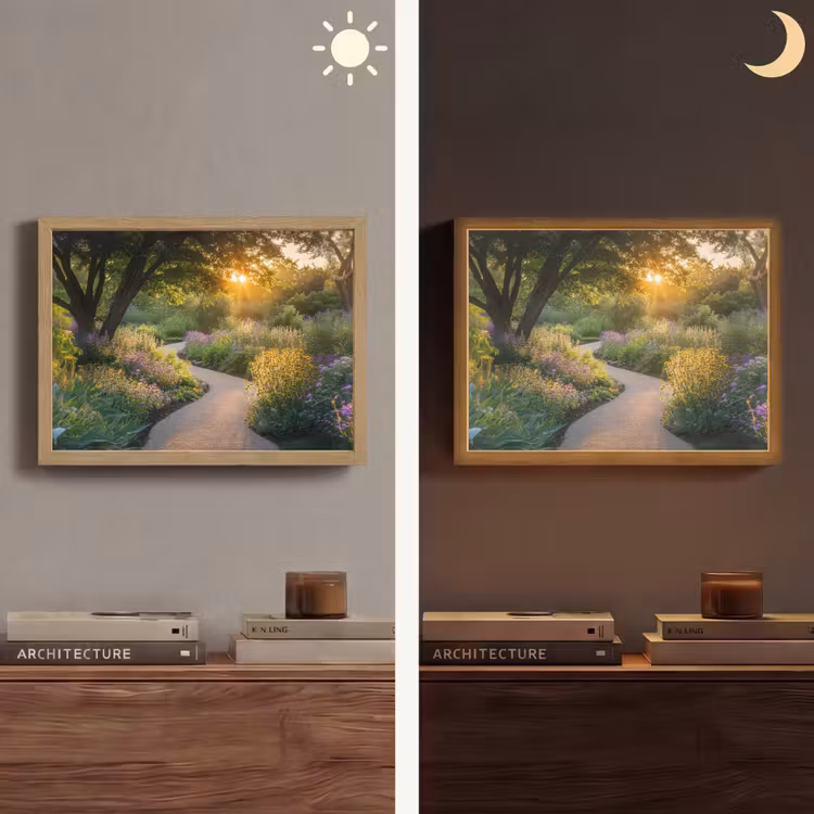Pad - Bloemen - Park Light Box met batterij (Wandlamp) middel -sfeer3