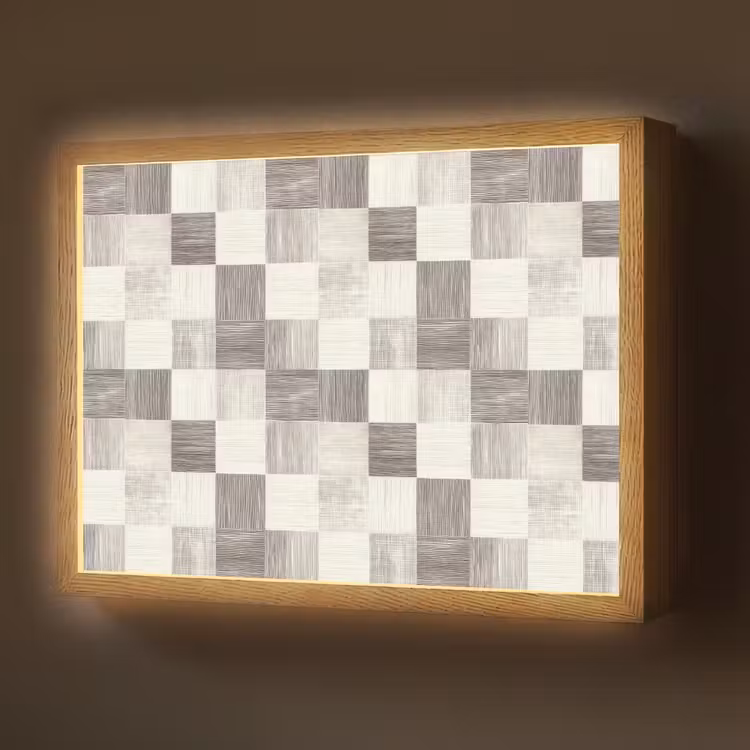 Patroon - Dambord - Houtnerf Light Box met batterij (Wandlamp) middel 907 -z3d_website