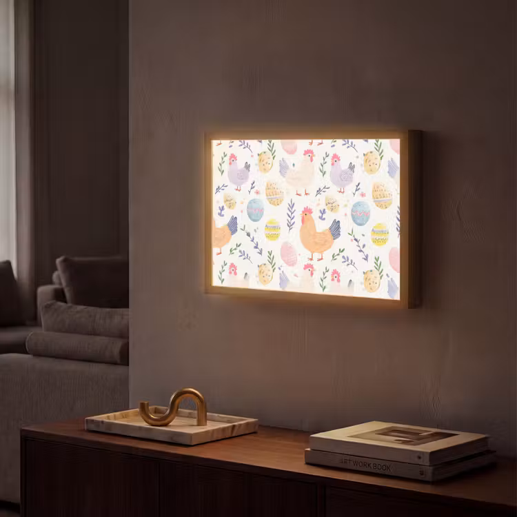 Patroon - Kip - Paaseieren Light Box met batterij (Wandlamp) middel -sfeer1