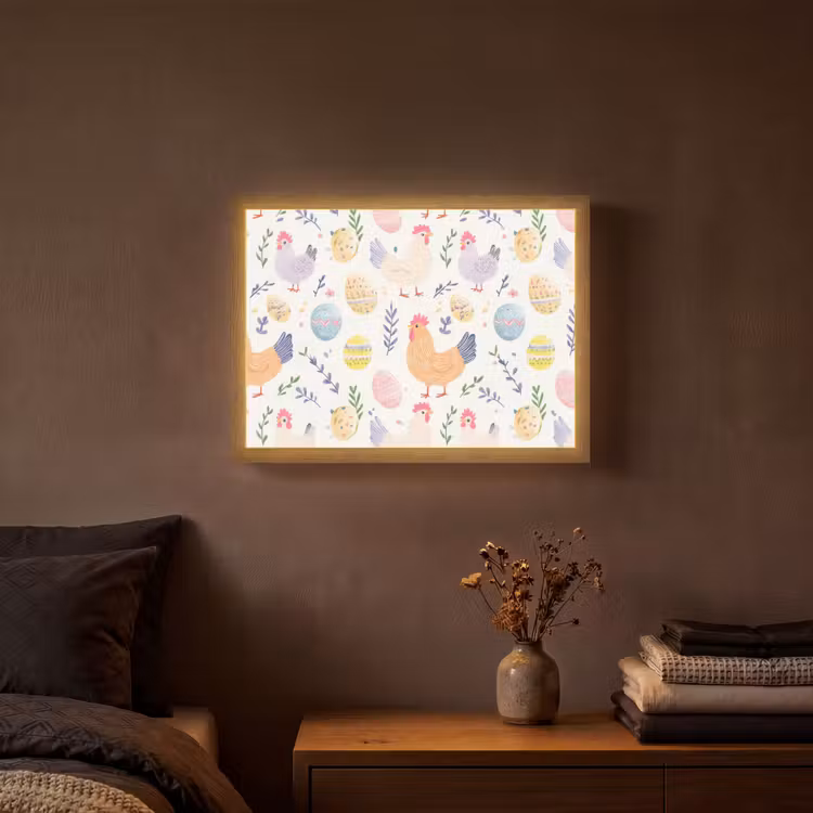 Patroon - Kip - Paaseieren Light Box met batterij (Wandlamp) middel -sfeer4