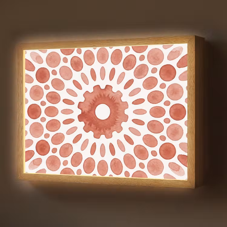 Patroon - Cirkels - Abstract - Modern - Rood Light Box met batterij (Wandlamp) middel -z3d_website
