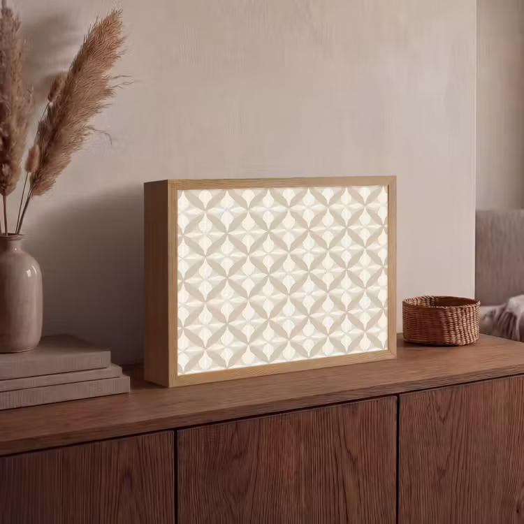Patroon - Klassiek - Beige Light Box met batterij (Wandlamp) middel 907 -sfeer2