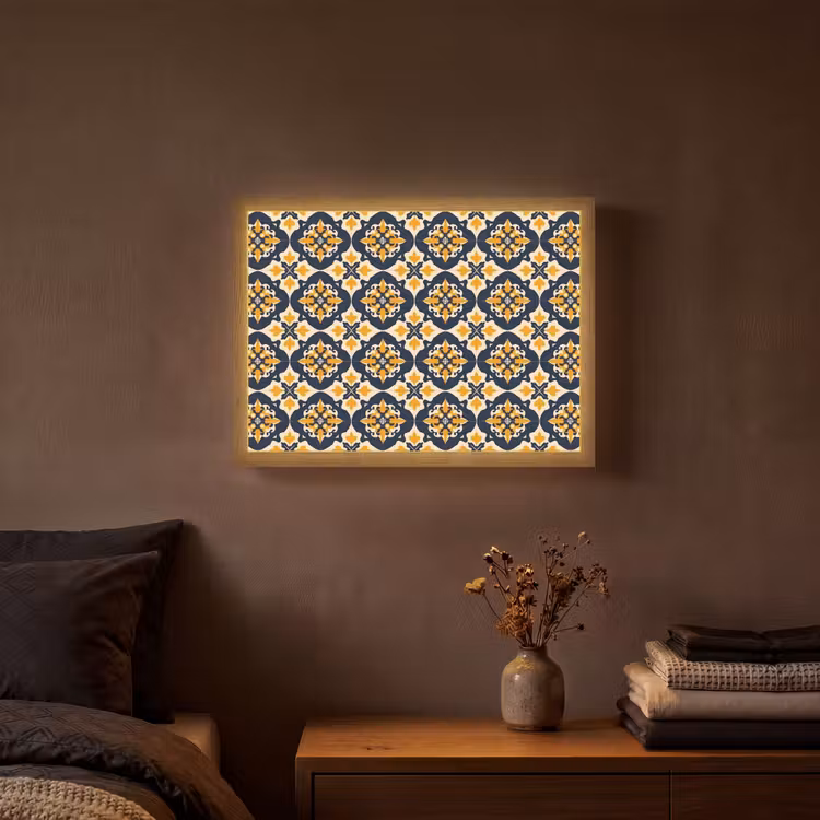 Patroon - Siertegel - Kleurrijk Light Box met batterij (Wandlamp) middel 907 -sfeer4