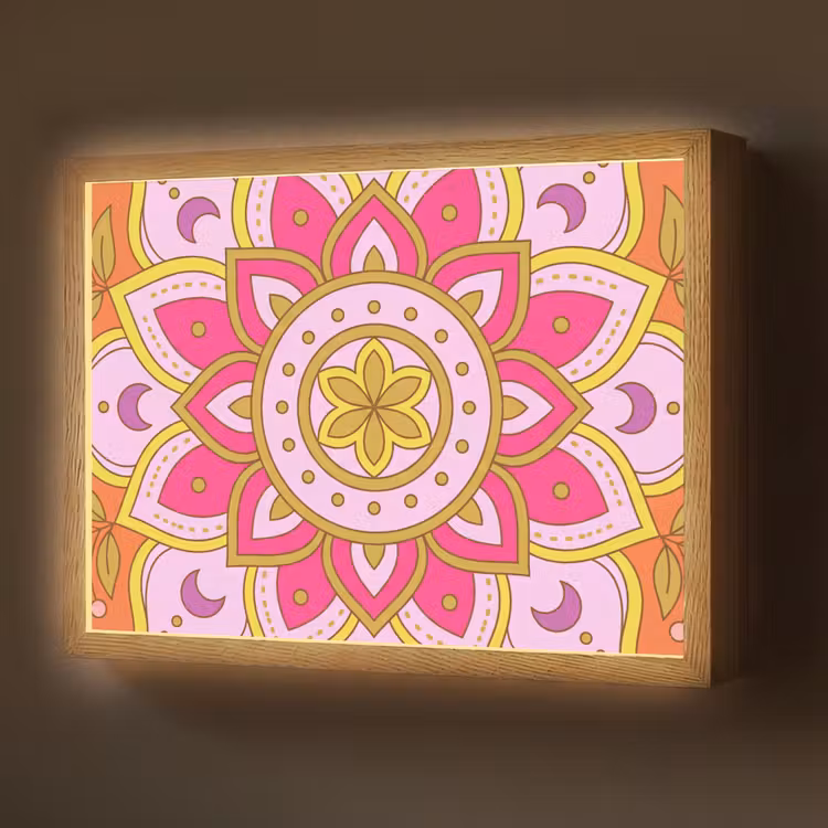 Patroon - Bloemmotief - Decoratie - Abstract - Roze Light Box met batterij (Wandlamp) middel -z3d_website