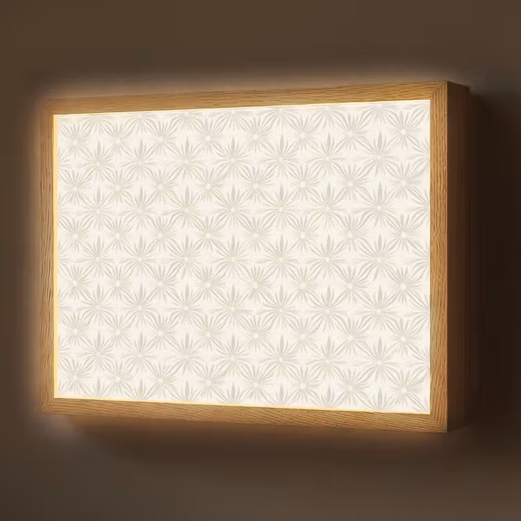 Patroon - Bloemen - Beige Light Box met batterij (Wandlamp) middel 907 -z3d_website