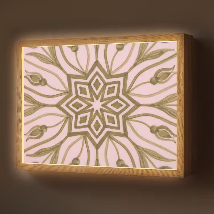 Patroon - Mandala - Decoratie - Abstract - Groen Light Box met batterij (Wandlamp) middel -z3d_website