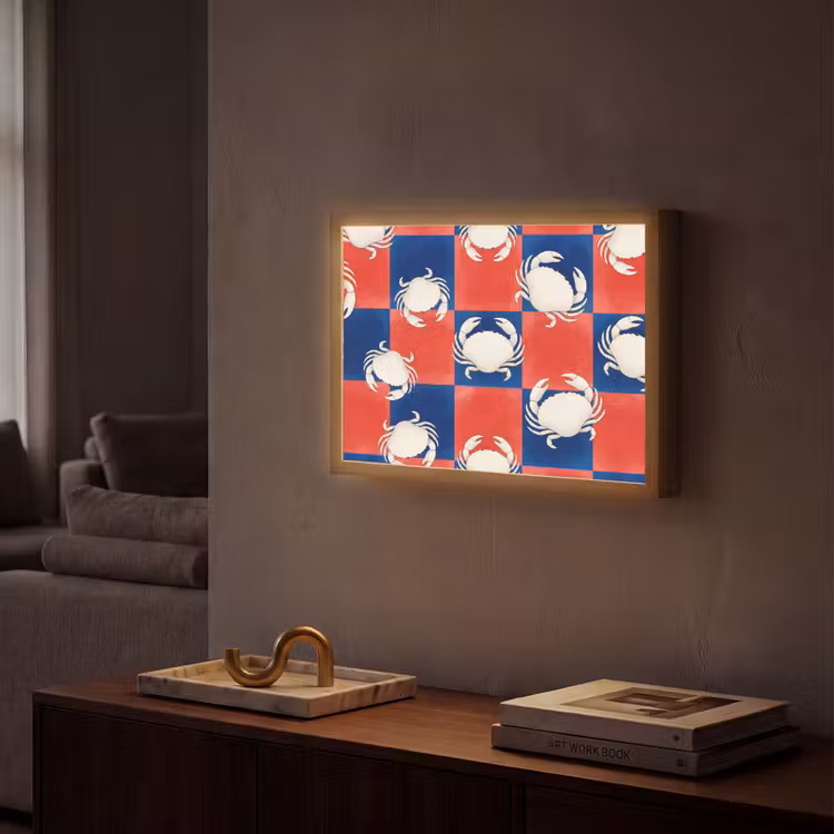 Patroon - Zeeleven - Rood - Blauw - Abstract Light Box met batterij (Wandlamp) middel -sfeer1