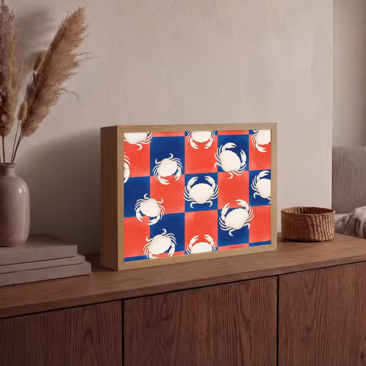 Patroon - Zeeleven - Rood - Blauw - Abstract Light Box met batterij (Wandlamp) middel -sfeer2