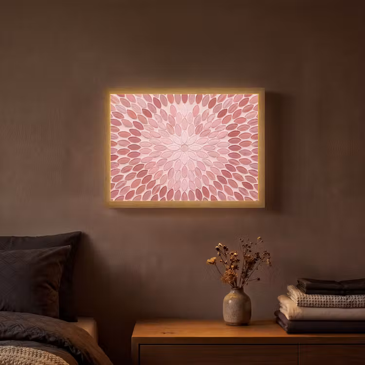 Patroon - Mozaïek - Ovaal - Abstract - Roze Light Box met batterij (Wandlamp) middel -sfeer4