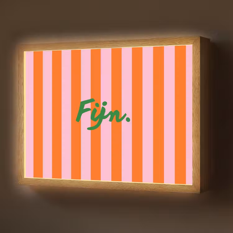 Patroon - Oranje - Fijn - Strepen Light Box met batterij (Wandlamp) middel -z3d_website