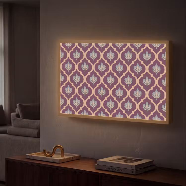 Patroon - Paars - Bloem Light Box met batterij (Wandlamp) middel -sfeer1