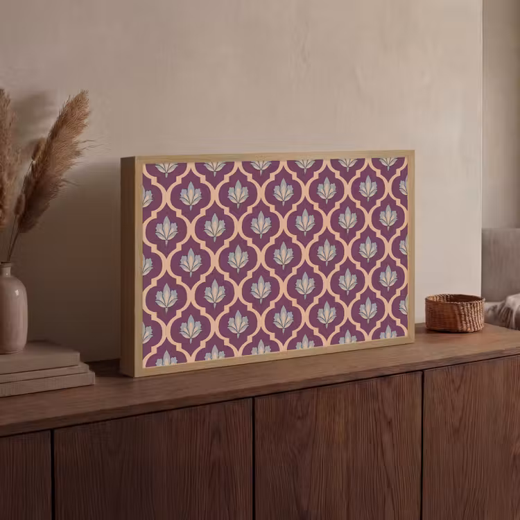 Patroon - Paars - Bloem Light Box met batterij (Wandlamp) middel -sfeer2