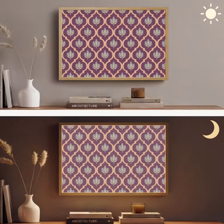 Patroon - Paars - Bloem Light Box met batterij (Wandlamp) middel -sfeer3