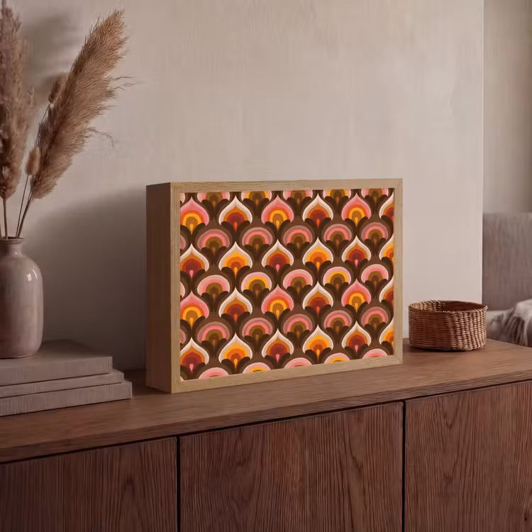 Patroon - Retro - Kleurrijk Light Box met batterij (Wandlamp) middel 907 -sfeer2