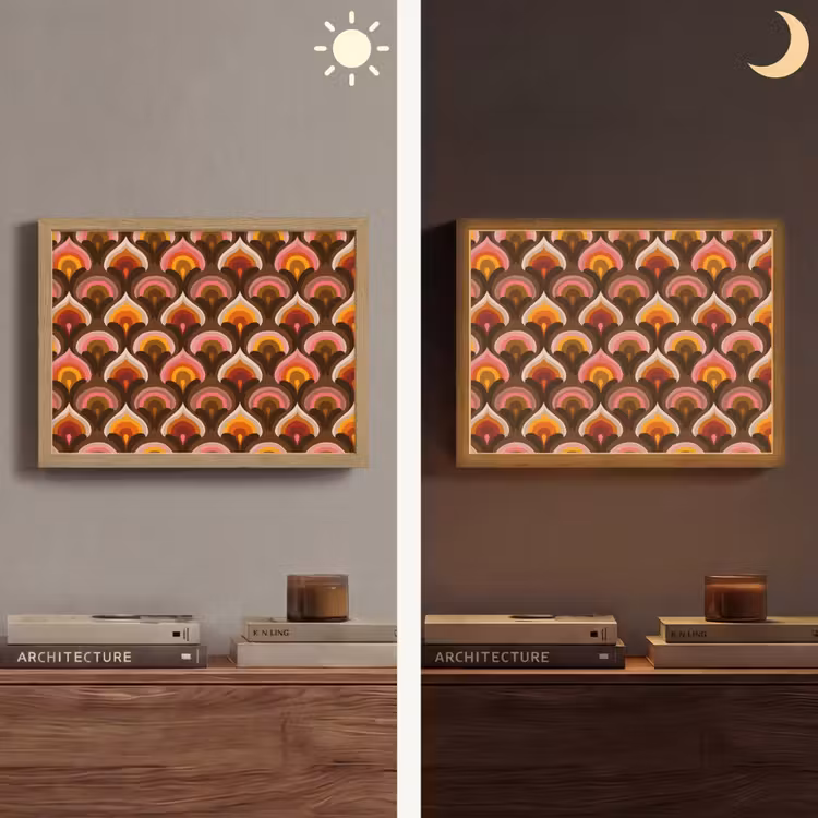 Patroon - Retro - Kleurrijk Light Box met batterij (Wandlamp) middel 907 -sfeer3