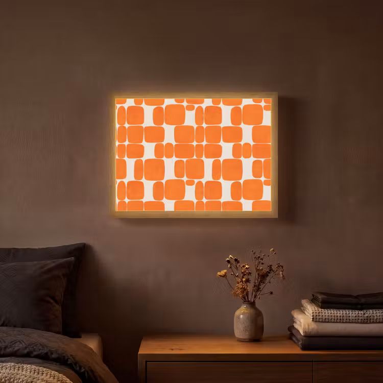 Patroon - Retro - Oranje Light Box met batterij (Wandlamp) middel 907 -sfeer4