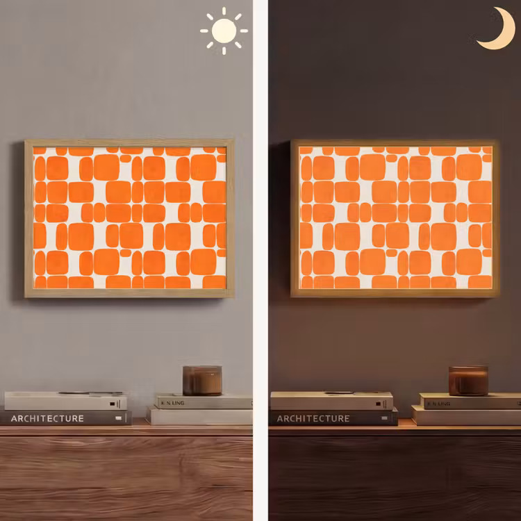 Patroon - Retro - Oranje Light Box met batterij (Wandlamp) middel 907 -sfeer3