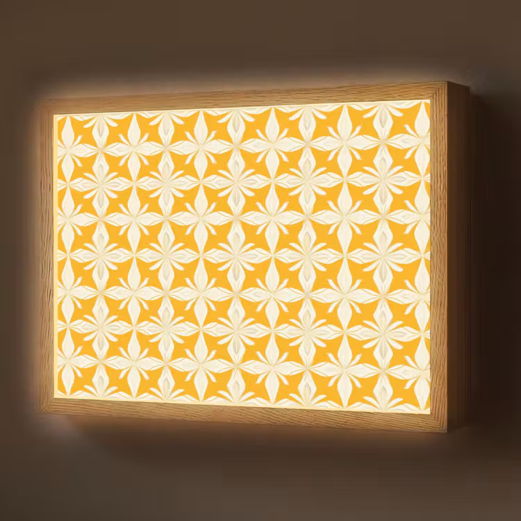Patroon - Retro - Geel Light Box met batterij (Wandlamp) middel 907 -z3d_website