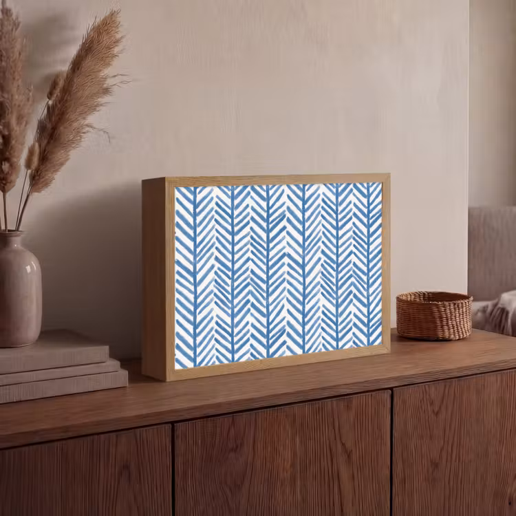 Patroon - Streep - Blauw Light Box met batterij (Wandlamp) middel 907 -sfeer2