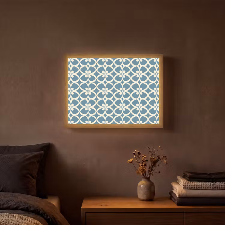Patroon - Symmetrisch - Blauw Light Box met batterij (Wandlamp) middel 907 -sfeer4