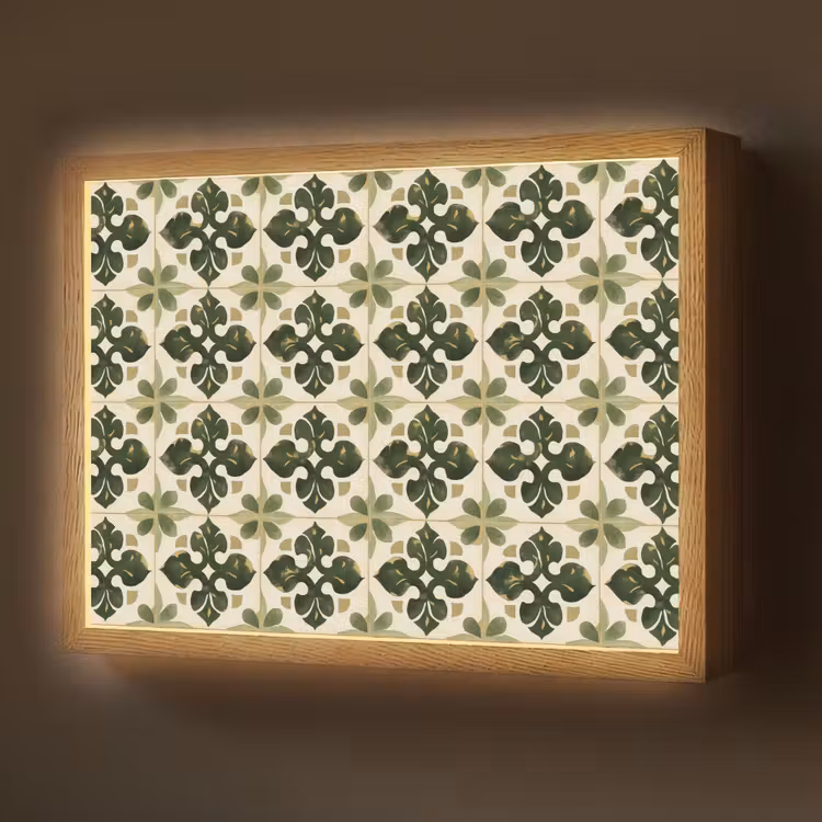 Patroon - Tegel - Groen Light Box met batterij (Wandlamp) middel 907 -z3d_website