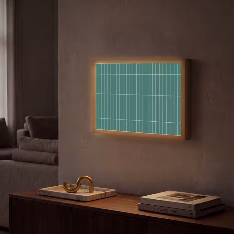 Patroon - Tegel - Saliegroen Light Box met batterij (Wandlamp) middel 907 -sfeer1