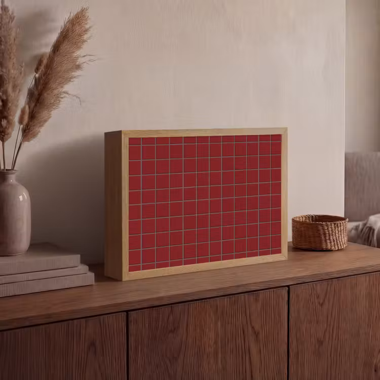 Patroon - Tegels - Burgundy Light Box met batterij (Wandlamp) middel 907 -sfeer2