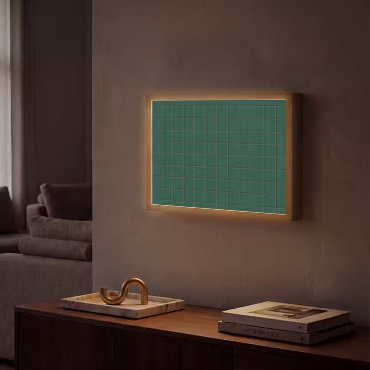 Patroon - Tegels - Dennen - Groen Light Box met batterij (Wandlamp) middel 907 -sfeer1