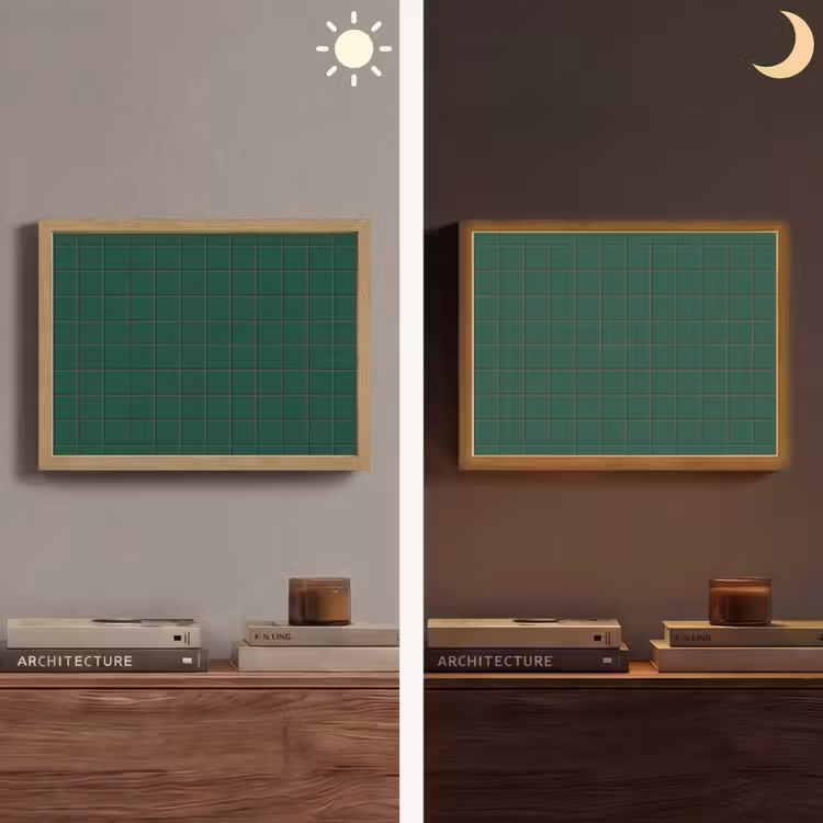 Patroon - Tegels - Dennen - Groen Light Box met batterij (Wandlamp) middel 907 -sfeer3