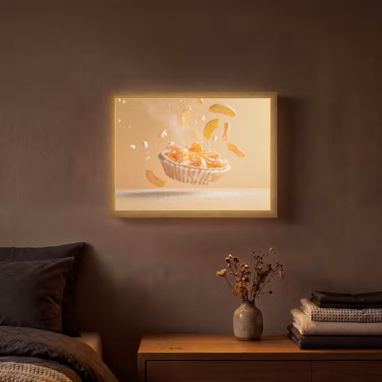 Peach - Eten - Taart - Oranje Light Box met batterij (Wandlamp) middel -sfeer4