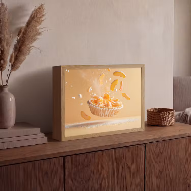 Peach - Eten - Taart - Oranje Light Box met batterij (Wandlamp) middel -sfeer2