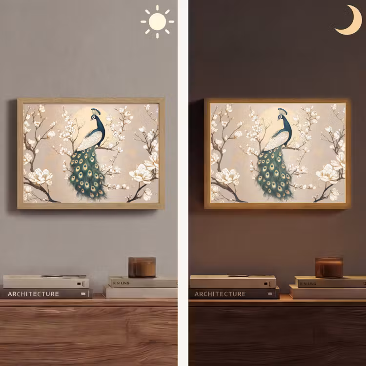 Pauw - Tak - Bloemen Light Box met batterij (Wandlamp) middel -sfeer3
